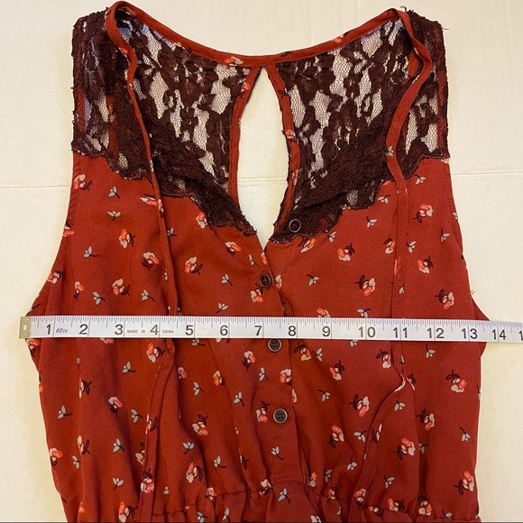 Fall Floral Open Back Halter Top Lace Button-Up Dress - Picture 8 of 10